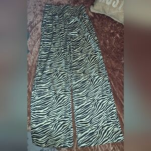 Sincerely Jules Zebra-Striped Wide Leg Pants in Black & Cream
